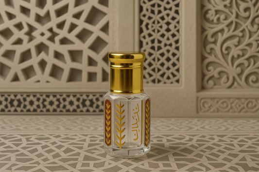 Arabian Tonka parfum oil bottle with proper white transparent oil and Islamic setting