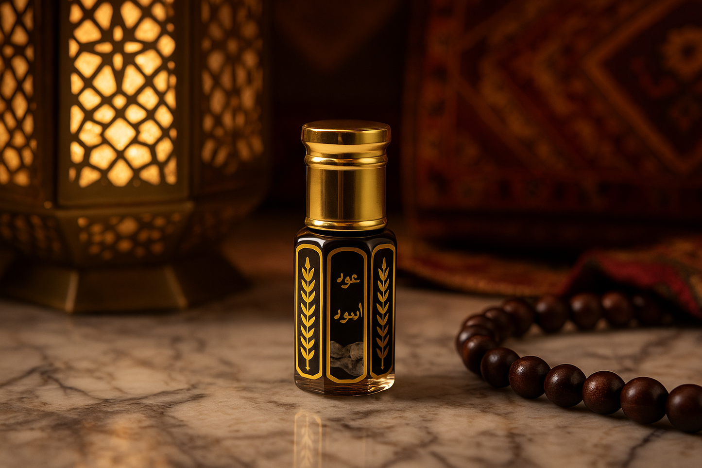 Lifestyle image of black oud perfume